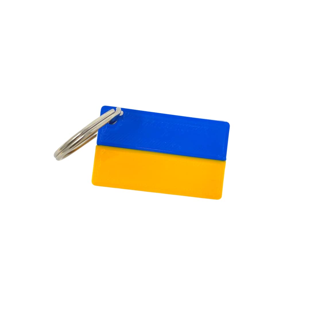 Ukraine Flag Keychain 2-Pack - Show your Support for Ukraine - 1.5" Tall & 2" Wide Hard Plastic Decorative Keychain
