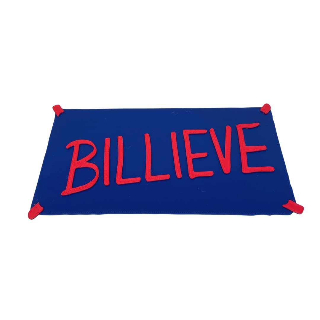 'Billieve' Motivational Wall Hanging for Sports Fans - ~12" Wide X 6" Tall Hard Plastic 'Locker Room' Graphic - Billieve Team Colors Perfect for Sports Fans