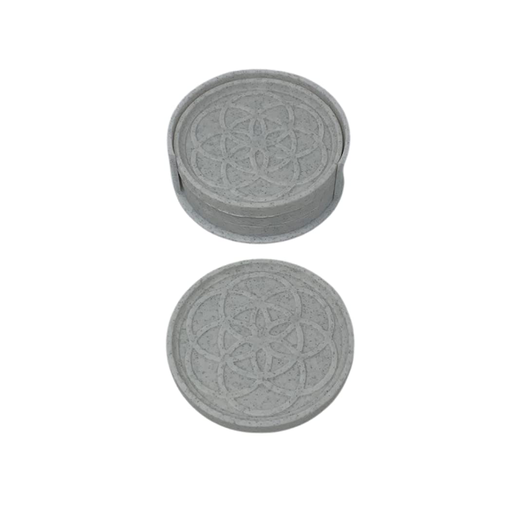 Set of 4 Drink Coasters - Granite Pattern - Durable Plastic Design - Protects All Surfaces from Water Damage - Made in The USA - Pattern