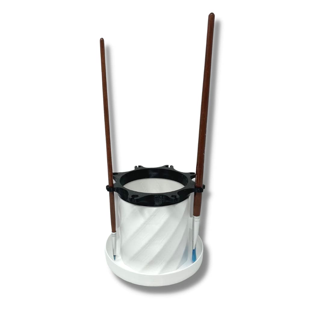 FRESHe Paint Brush Cleaner Cup & Holder - Fill With Water & Keep Paint Brushes Clean & Organized - For Water-Based Mediums, Acrylic, and Watercolor