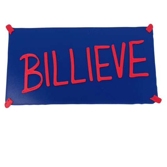 'Billieve' Motivational Wall Hanging for Sports Fans - ~12" Wide X 6" Tall Hard Plastic 'Locker Room' Graphic - Billieve Team Colors Perfect for Sports Fans