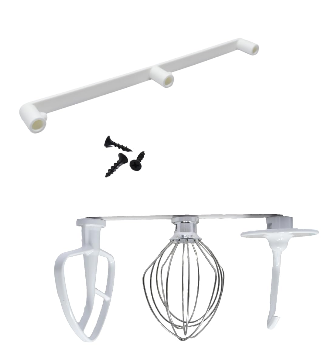 Slim Profile Mixer Organizer Mount | Compatible With All Kitchen Aid Mixer Accessories | Space Saver for Wall or Below Cabinets | Made in USA