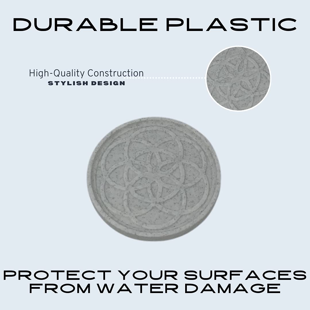 Set of 4 Drink Coasters - Granite Pattern - Durable Plastic Design - Protects All Surfaces from Water Damage - Made in The USA - Pattern