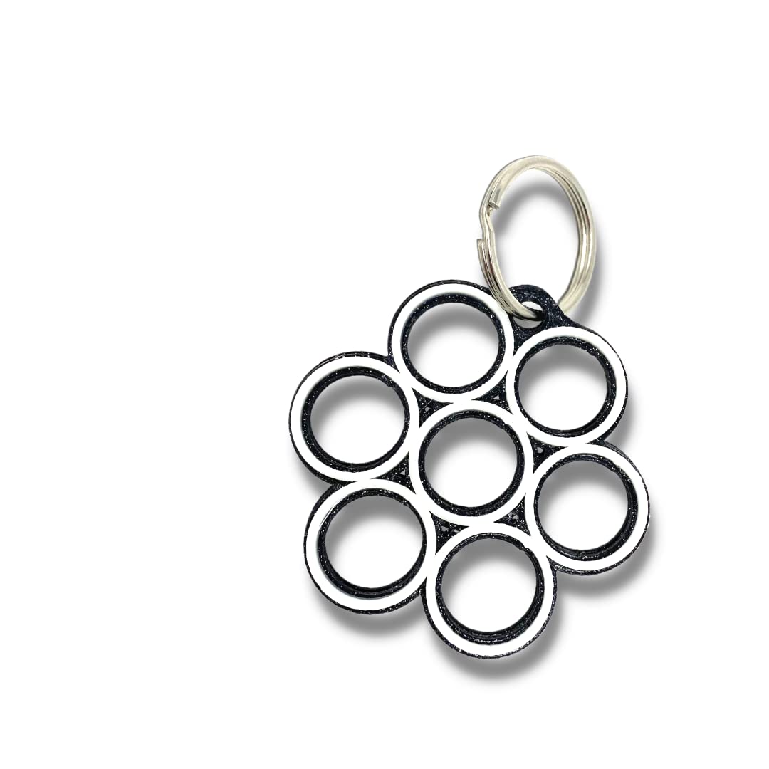 Psychedelic Geometric Decorative Keychain - Black & Glow in the Dark - Made in USA