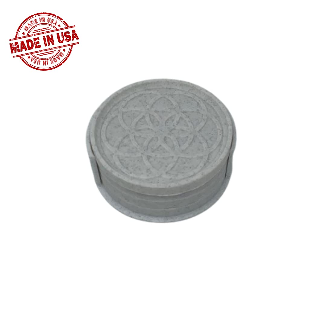 Set of 4 Drink Coasters - Granite Pattern - Durable Plastic Design - Protects All Surfaces from Water Damage - Made in The USA - Pattern
