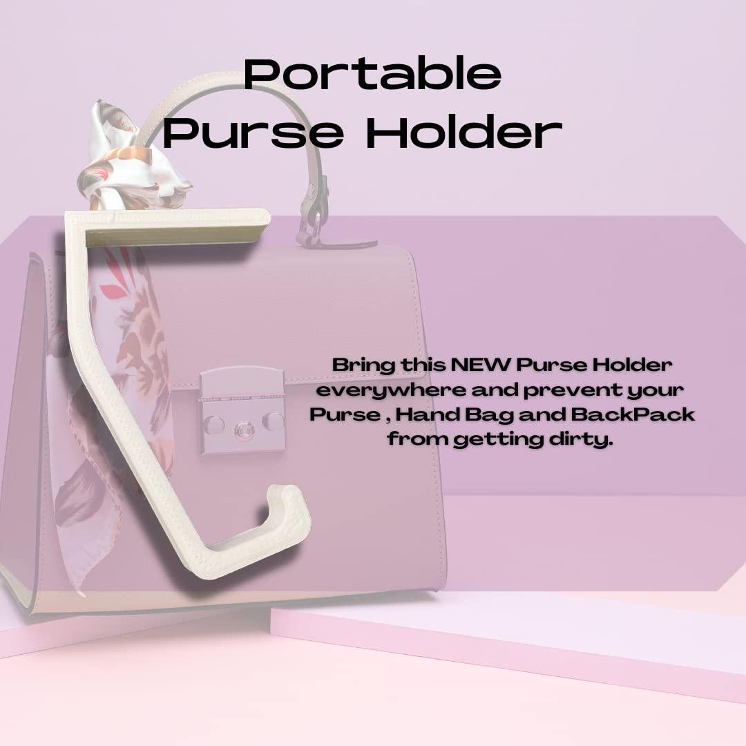 Portable Purse Holder - White - Hanger Purse Hook for Table - 3D Printed - Made in The USA