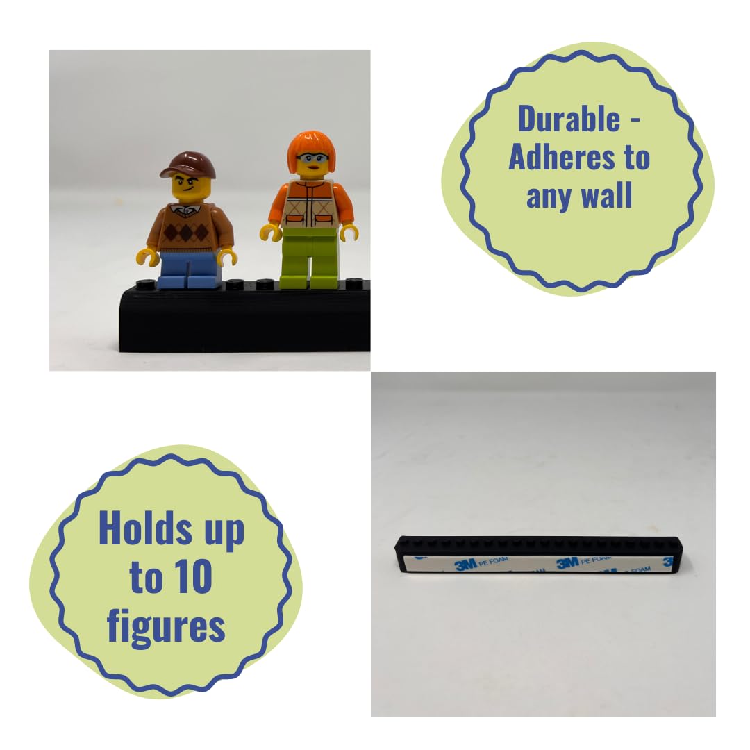 Collectibles Display Adhesive Mount Strip Compatible with Lego Minifigures | Display Figurines on Walls or Most Surfaces | Made in USA