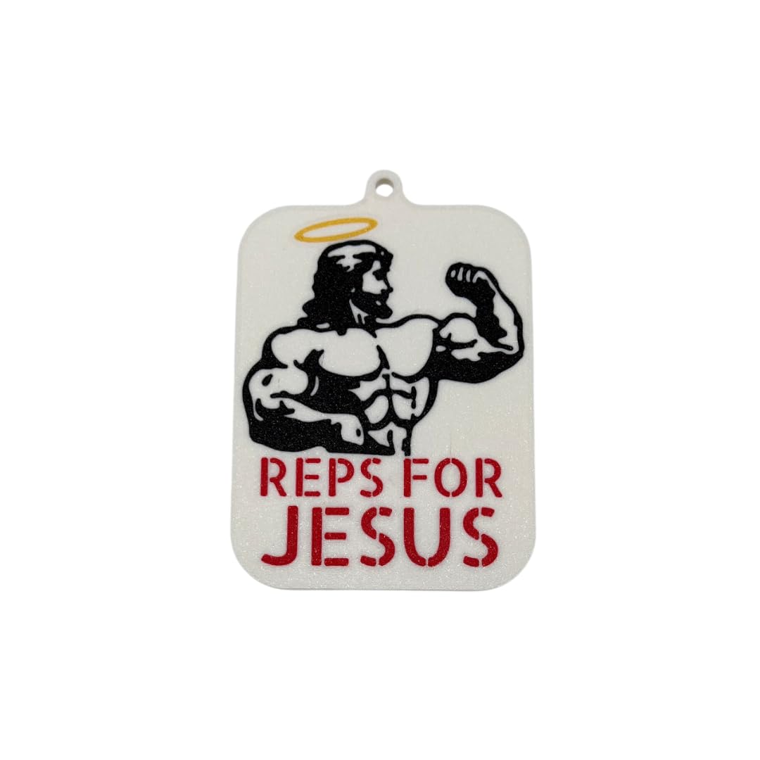 Reps for Jesus Weightlifting Christmas Ornament | Bodybuilding Holiday Ornament | Christian Jesus Weightlifter Ornament | Made in USA