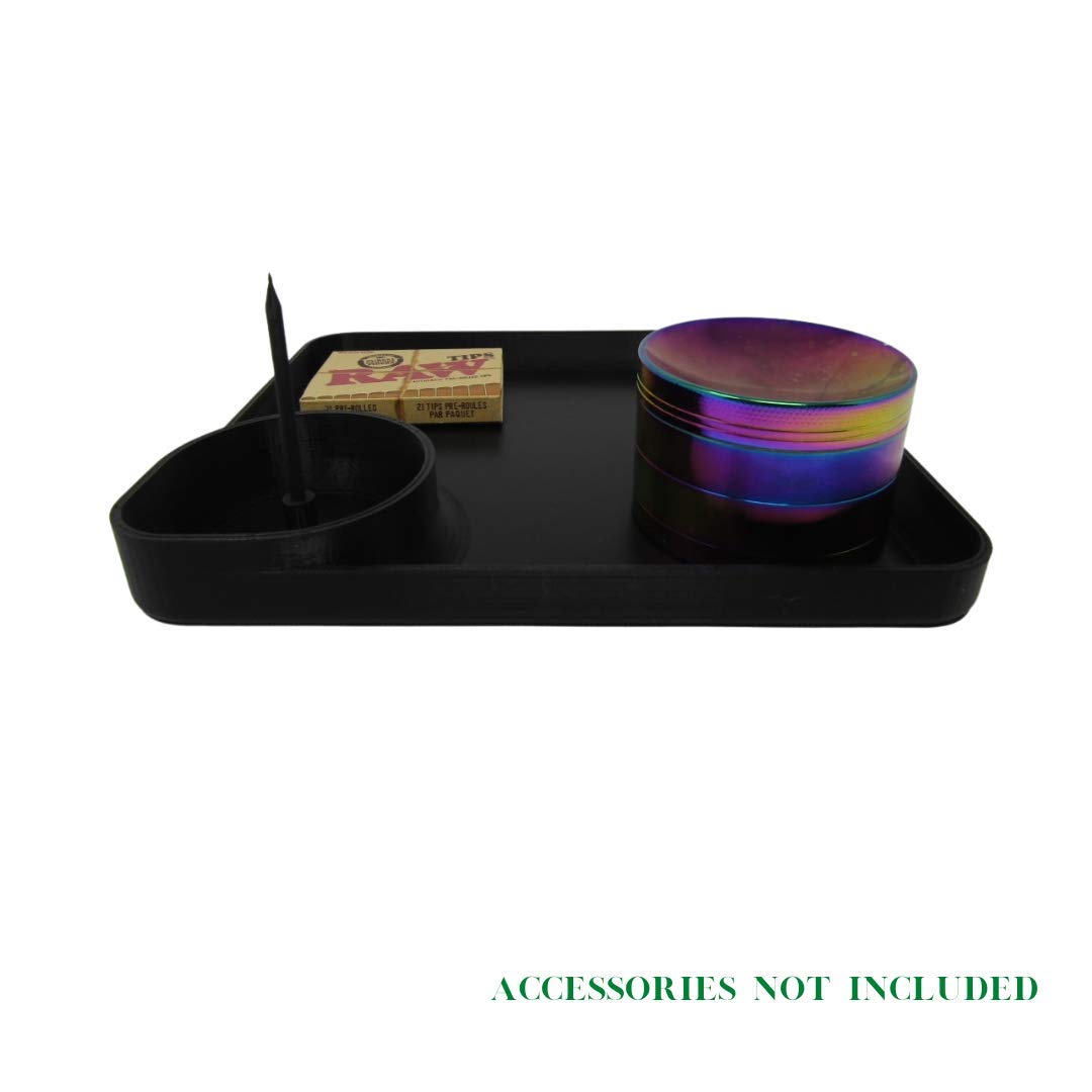 Ashtray and Rolling Tray Combo - Perfect Sized Ashtray and Rolling Tray with Replaceable & Detachable Cleaner Heads for Easy Storage & Travel