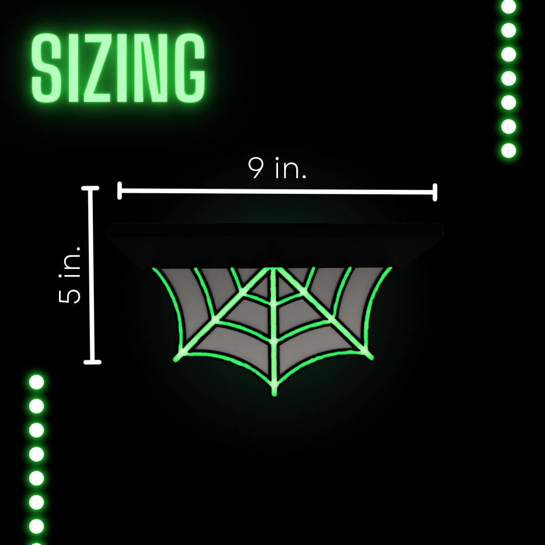 Spider Web Floating Shelf | Spooky Halloween Decor Shelf | 9" Wide x 5" Deep | Made in USA