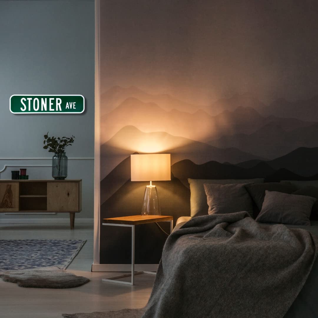 Stoner Ave Sign Decor - Home or Bedroom Decorative Wall Sign - 12" x 3" Inches