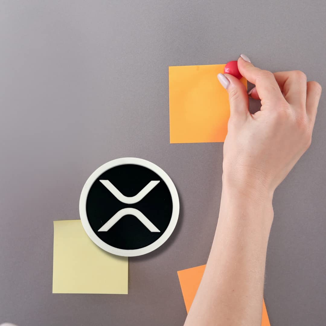 Ripple XRP Cryptocurrency Logo Magnet - Black & White - Decorative Fridge Magnet - Perfect for Cryptocurrency XRP Token Fans! Made in The USA