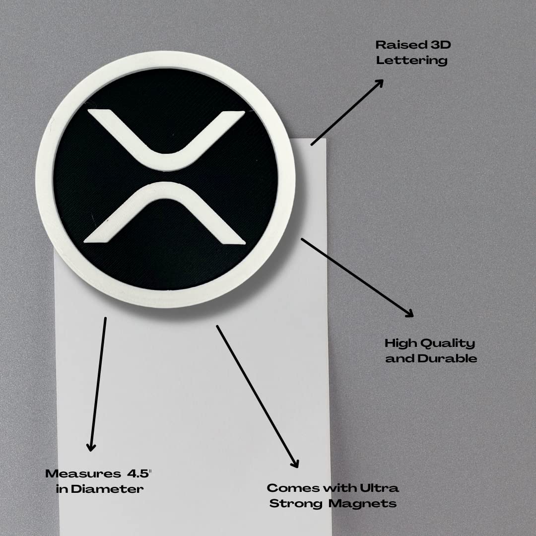 Ripple XRP Cryptocurrency Logo Magnet - Black & White - Decorative Fridge Magnet - Perfect for Cryptocurrency XRP Token Fans! Made in The USA