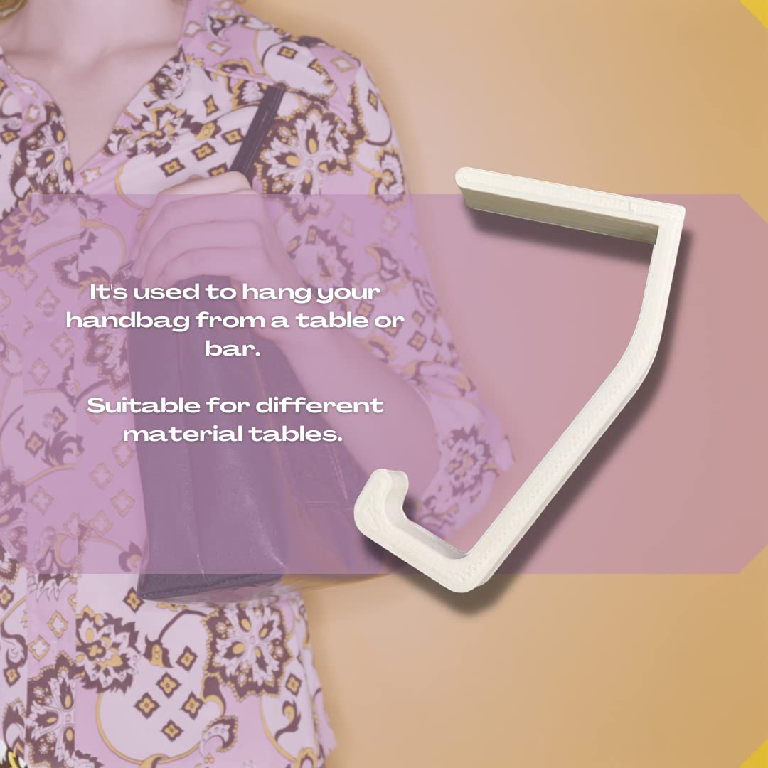 Portable Purse Holder - White - Hanger Purse Hook for Table - 3D Printed - Made in The USA