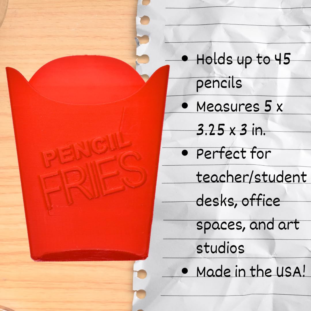 French Fry Pencil Holder | Fun Back to School Pencil Case | Desk Accessories for Teachers or Students | Made in USA