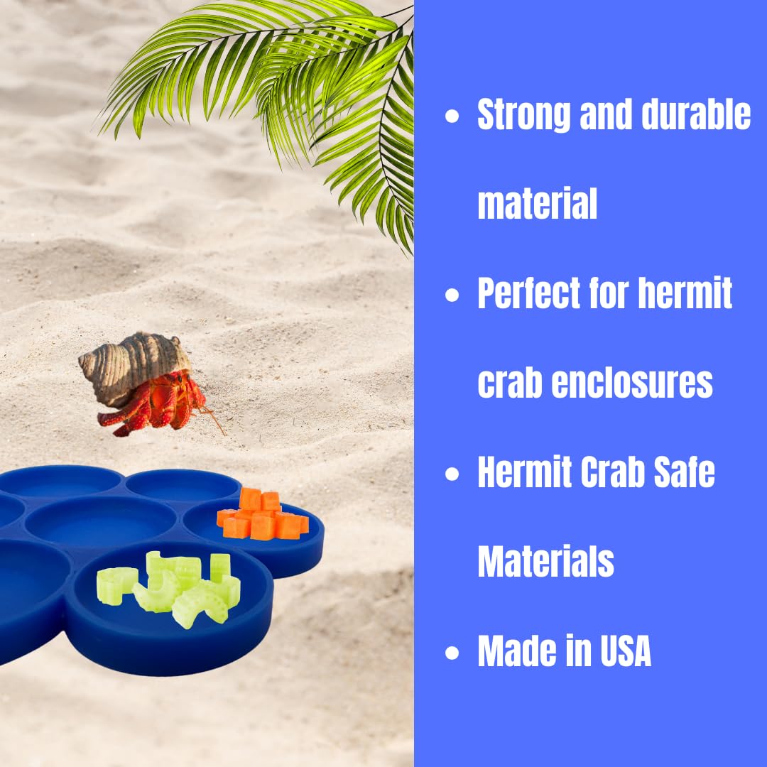 Hermit Crab Feeder Dish | 7 Tray Dish for Crab or Snail Feeding | Mix & Match Crab Food | Made in USA