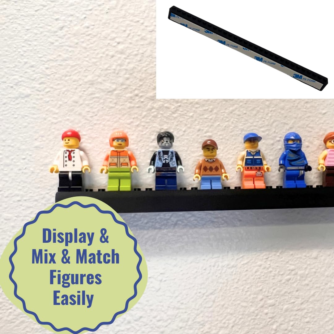 Collectibles Display Adhesive Mount Strip Compatible with Lego Minifigures | Display Figurines on Walls or Most Surfaces | Made in USA
