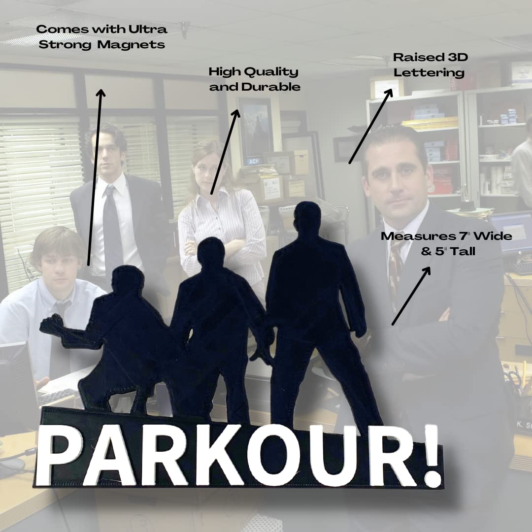 Dunder Mifflin Parkour Fridge Magnet - Perfect for Fans of The Office - with Raised 3D Lettering - Made in The USA
