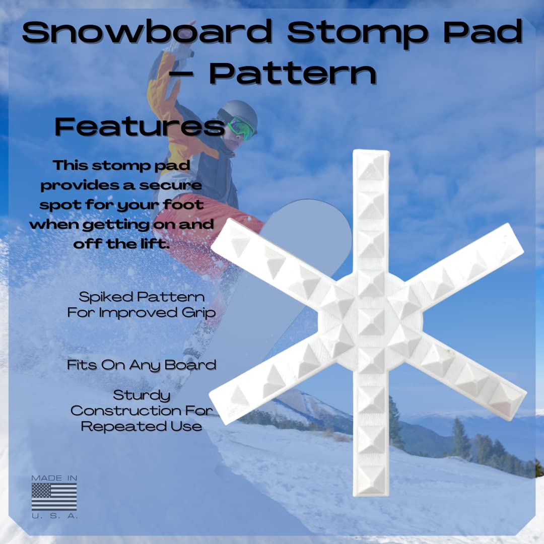 FRESHe Snowboard Stomp Pad - Low Profile Spike Pattern - Specialized Stomp Pad Designed for Better Grip & Adhesion to Snowboards - Black
