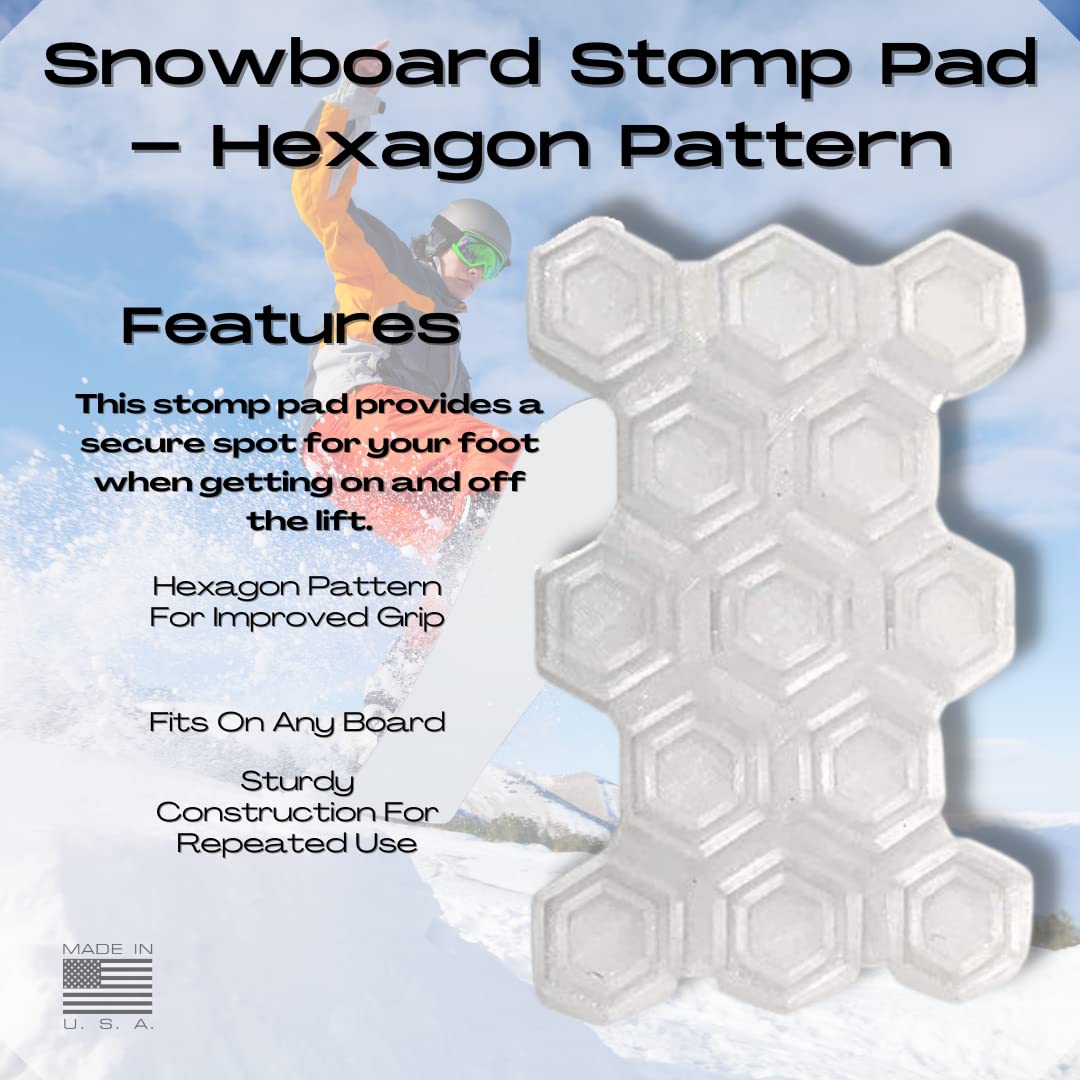 Snowboard Stomp Pad - Hexagon Pattern - Specialized Stomp Pad Designed for Better Grip & Adhesion to Snowboards