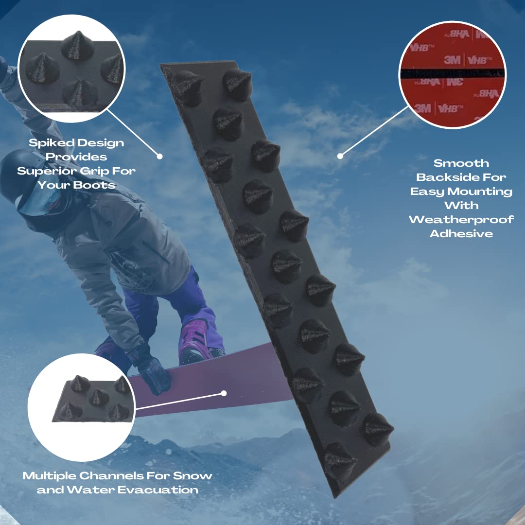 FRESHe Snowboard Stomp Pad - Low Profile Spike Pattern - Specialized Stomp Pad Designed for Better Grip & Adhesion to Snowboards - Black