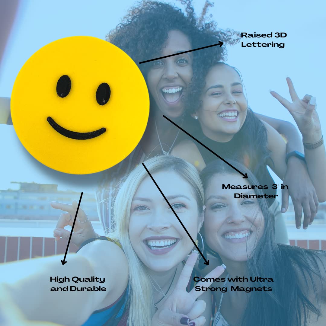 Emoji Smiley Face - Decorative Standalone Ideogram - Black and Yellow - Made in USA