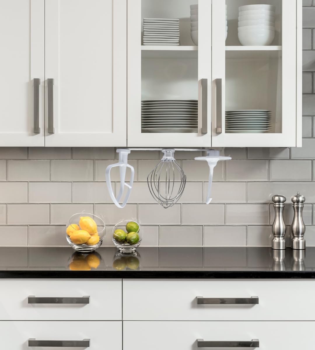 Slim Profile Mixer Organizer Mount | Compatible With All Kitchen Aid Mixer Accessories | Space Saver for Wall or Below Cabinets | Made in USA