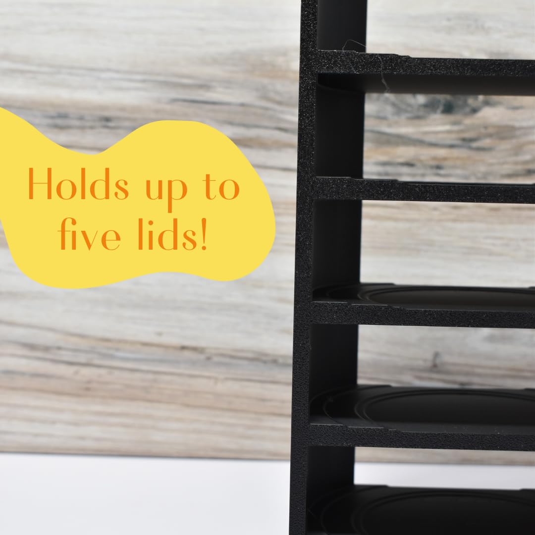Tumbler Lid Storage Rack | Organize Cup Lids In Cabinets or Counters | 5 Lid Organizer Fits All Sizes Tumbler Lids | Made in USA