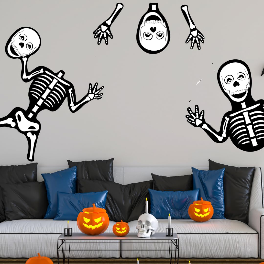 Halloween Wall or Door Decal - "Skeletons" | Made in USA |Peel and Stick Removable Vinyl Skeletons, Small