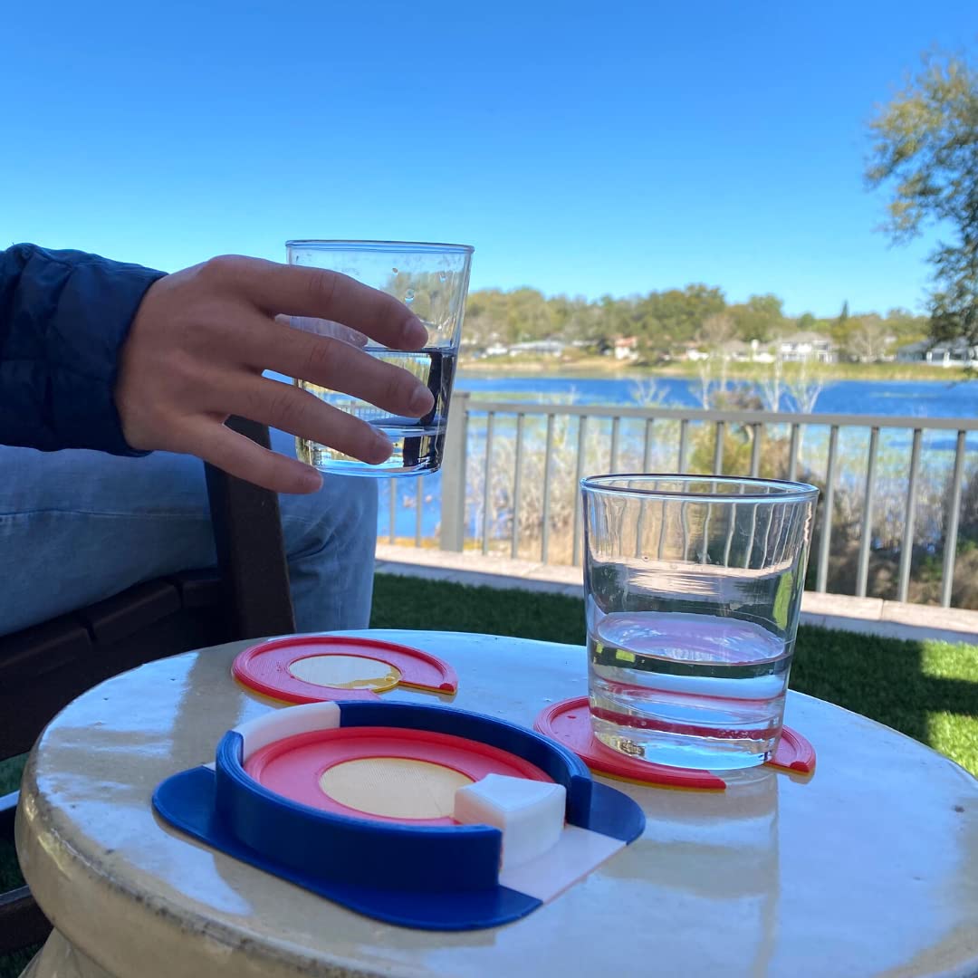 Set of 4 Colorado Flag Drink Coasters - Durable Plastic Design - Colorado Flag Design with 4 Coasters & Coaster Holder