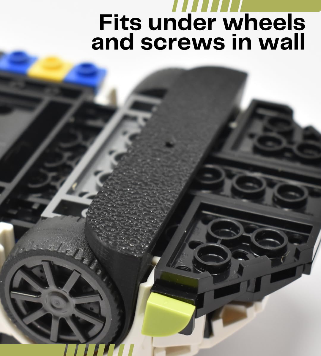 Low Profile Collectible Car Display Wall Mount | Compatible with Lego Car Models | Display Cars by Wheel on Wall | Made in USA