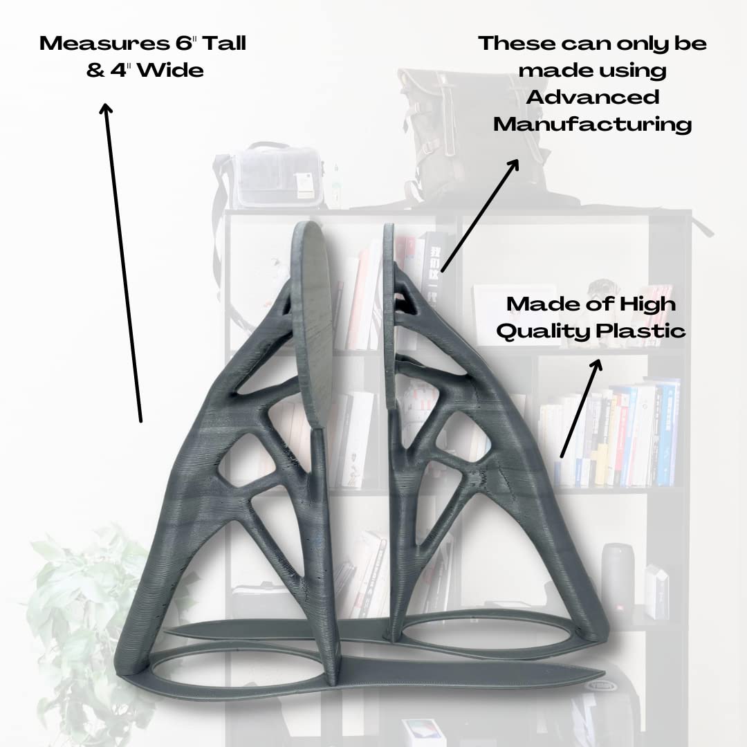 Generative Design Bookends - 6" Tall x 4" Wide Ultra Futuristic Bookends - Made Plastic Using Advanced Manufacturing Techniques in The USA