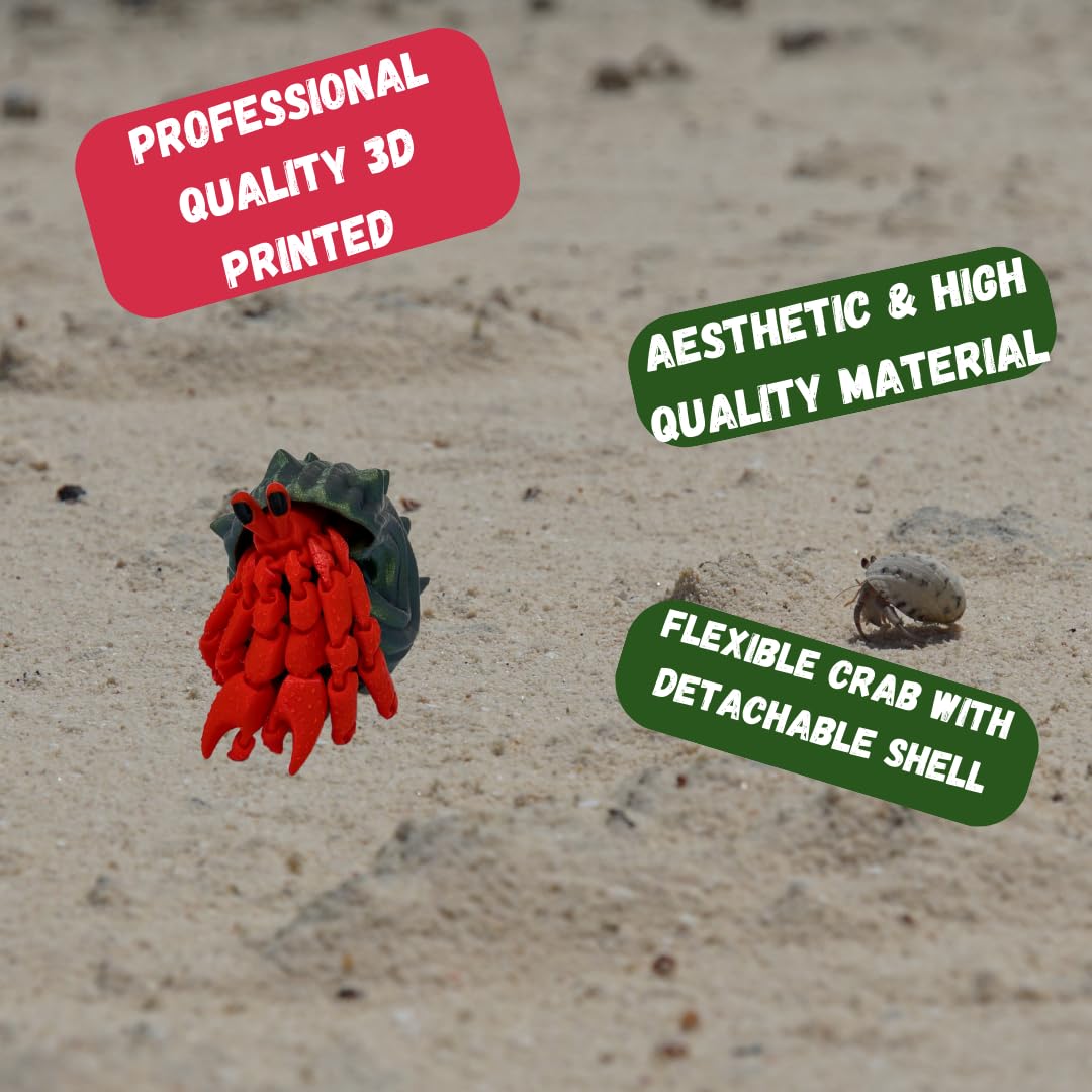 Articulated Hermit Crab Fidget Toy | Flexible Toy or Unique Display 3D Printed | Made in USA