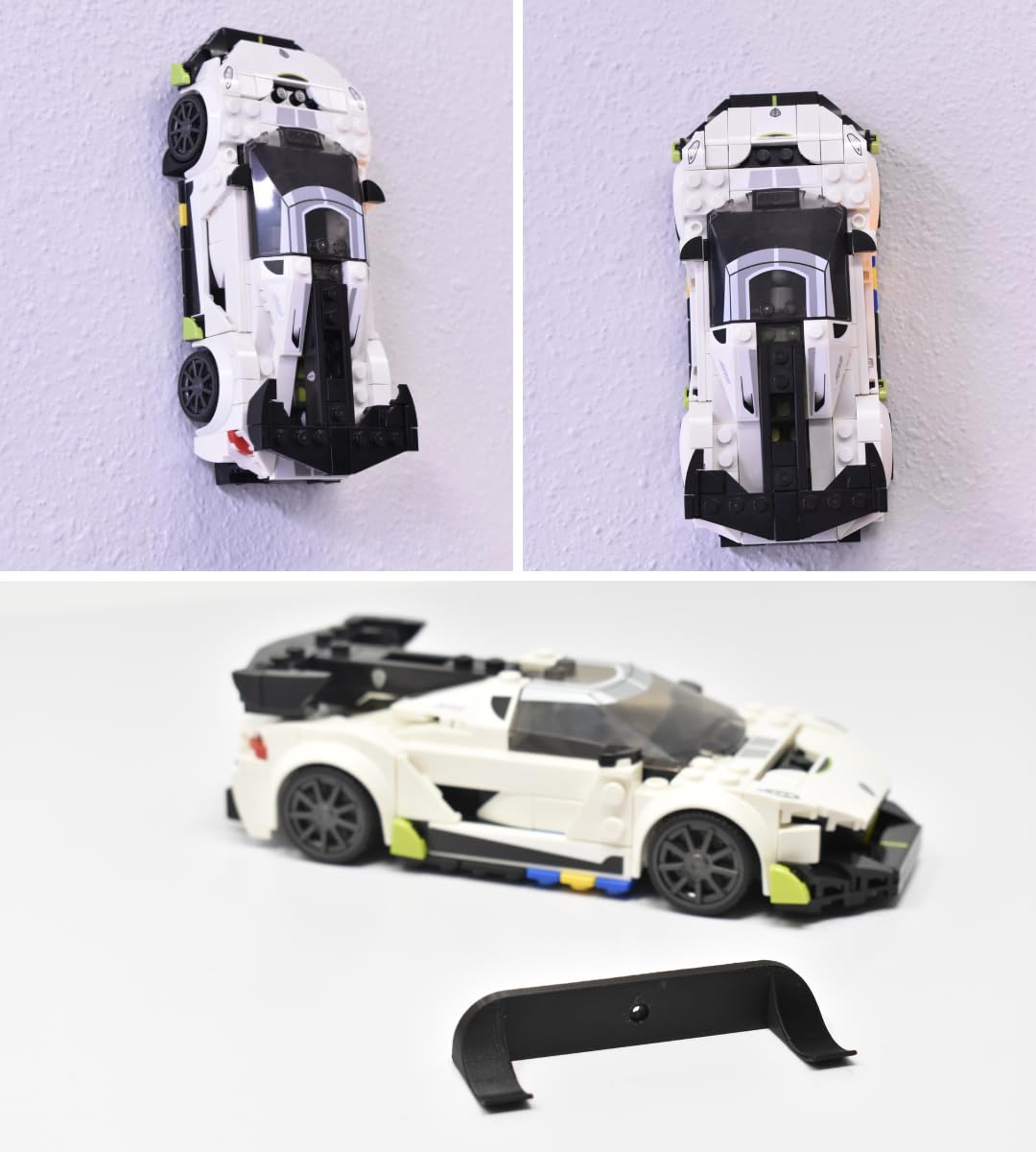 Low Profile Collectible Car Display Wall Mount | Compatible with Lego Car Models | Display Cars by Wheel on Wall | Made in USA