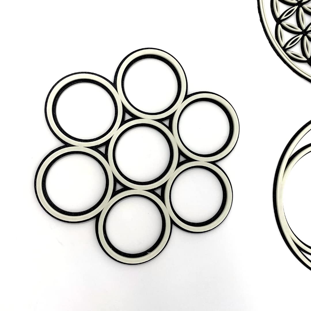 FRESHe Glow in the Dark Sacred Geometry Wall Art - Egg of Life Wall Decor - Perfect for Decorating Bedrooms or Living Room - Black Base with Glow in the Dark Accents!
