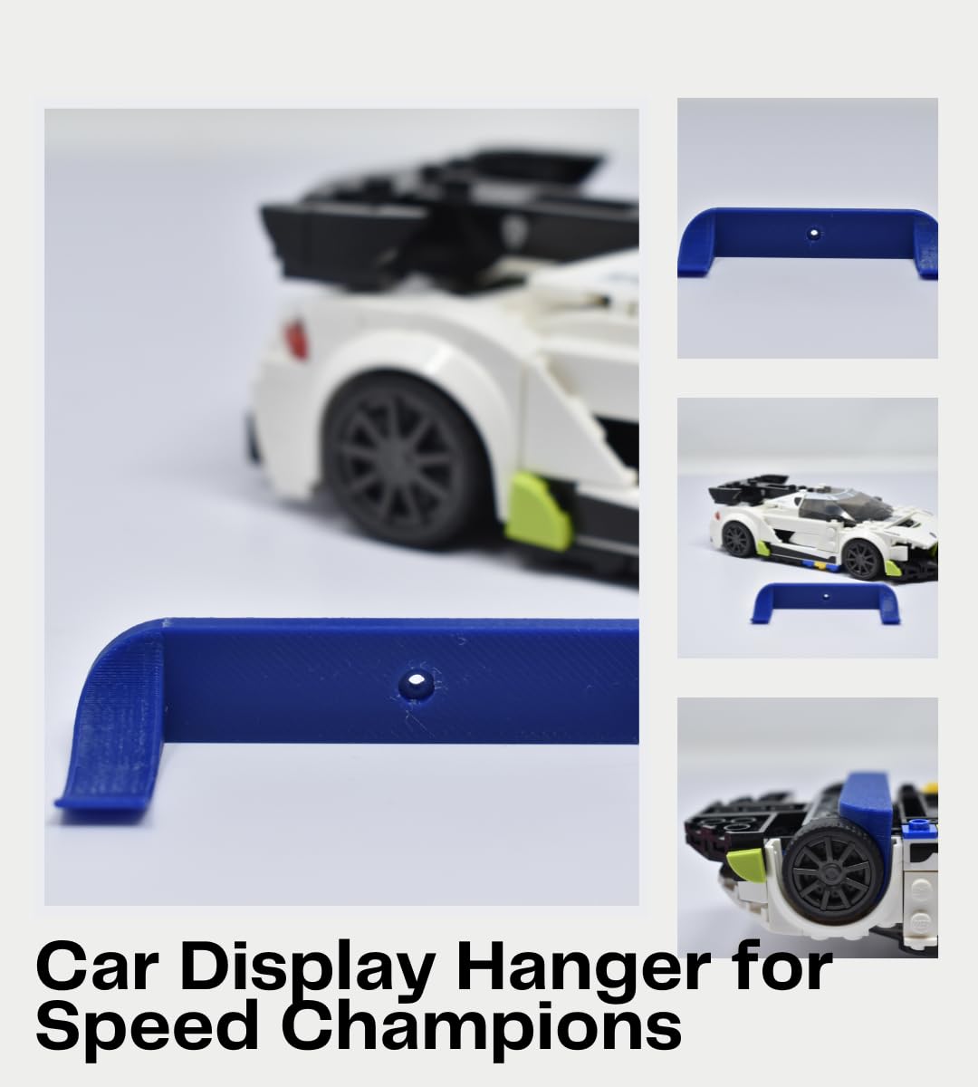 Collectible Car Display Wall Mount Compatible with Lego Speed Champions | Wall Display Mounts Compatible with Lego Racecar Models | Made in USA