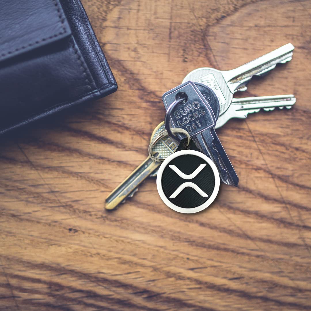 Ripple XRP Keychain Cryptocurrency Logo - Black & White - Perfect for Cryptocurrency XRP token Fans! Made in the USA!
