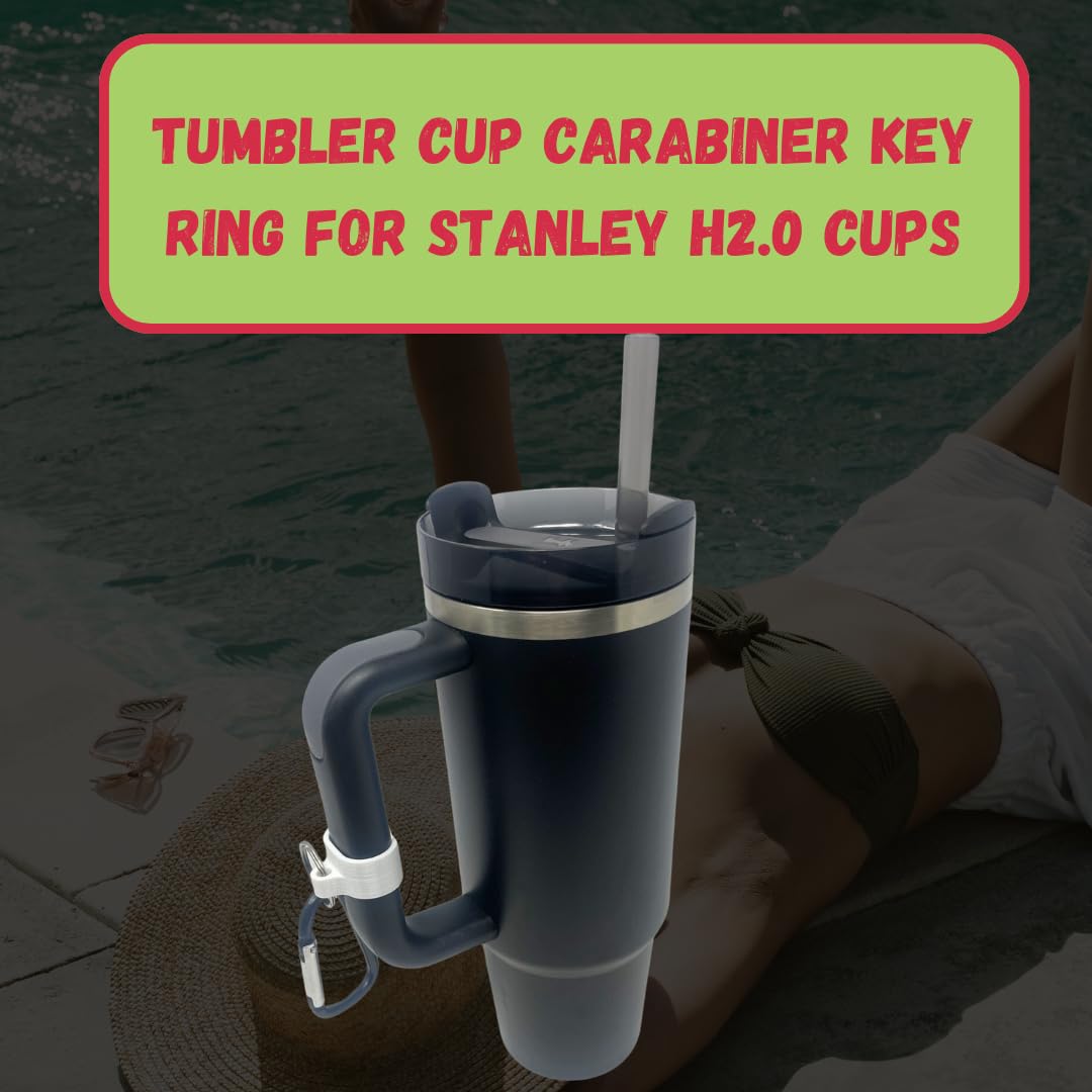 Carabiner Clip Attachment Compatible with Stanley H2.0 40 oz Tumblers | Carabiner & Keychain Attachment for Holding Keys, Wallets, or Other Accessories | Made in USA