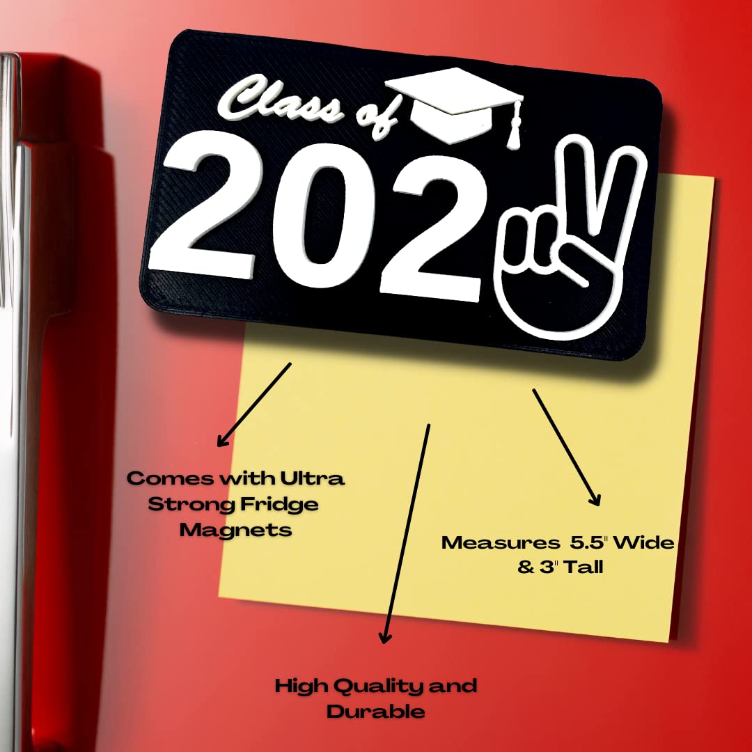 Class of 2022 Graduation Fridge or Locker Magnet - Perfect Decoration to Celebrate Graduation - Black & White