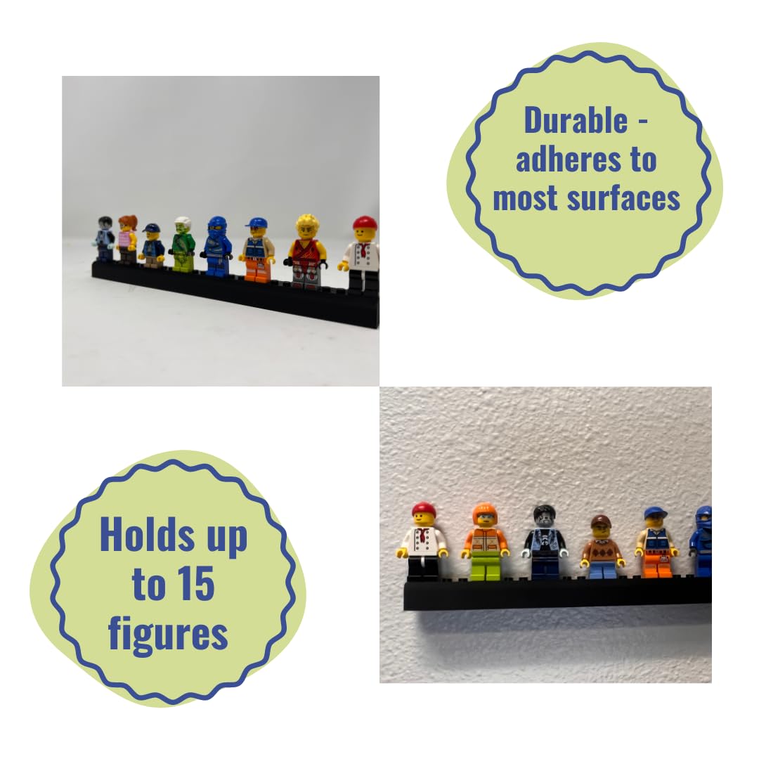 Collectibles Display Adhesive Mount Strip Compatible with Lego Minifigures | Display Figurines on Walls or Most Surfaces | Made in USA