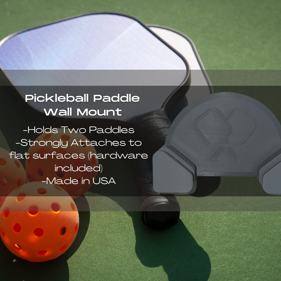 Pickleball Paddle Wall Mount | Holds Two Rackets | Accessory for Pickleball Paddle Sets | Made in USA