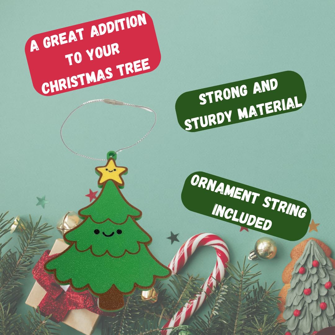 Happy Christmas Tree Ornament | Cute Christmas Tree Decorative Holiday Ornament | Made in USA