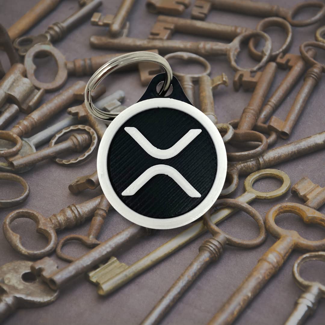 Ripple XRP Keychain Cryptocurrency Logo - Black & White - Perfect for Cryptocurrency XRP token Fans! Made in the USA!
