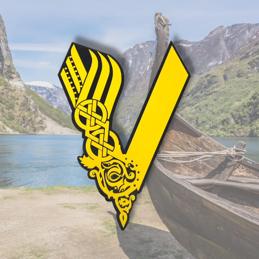 The Nordic Viking Wall Art - Black & Yellow - Decorative Wall Sign - Made in USA