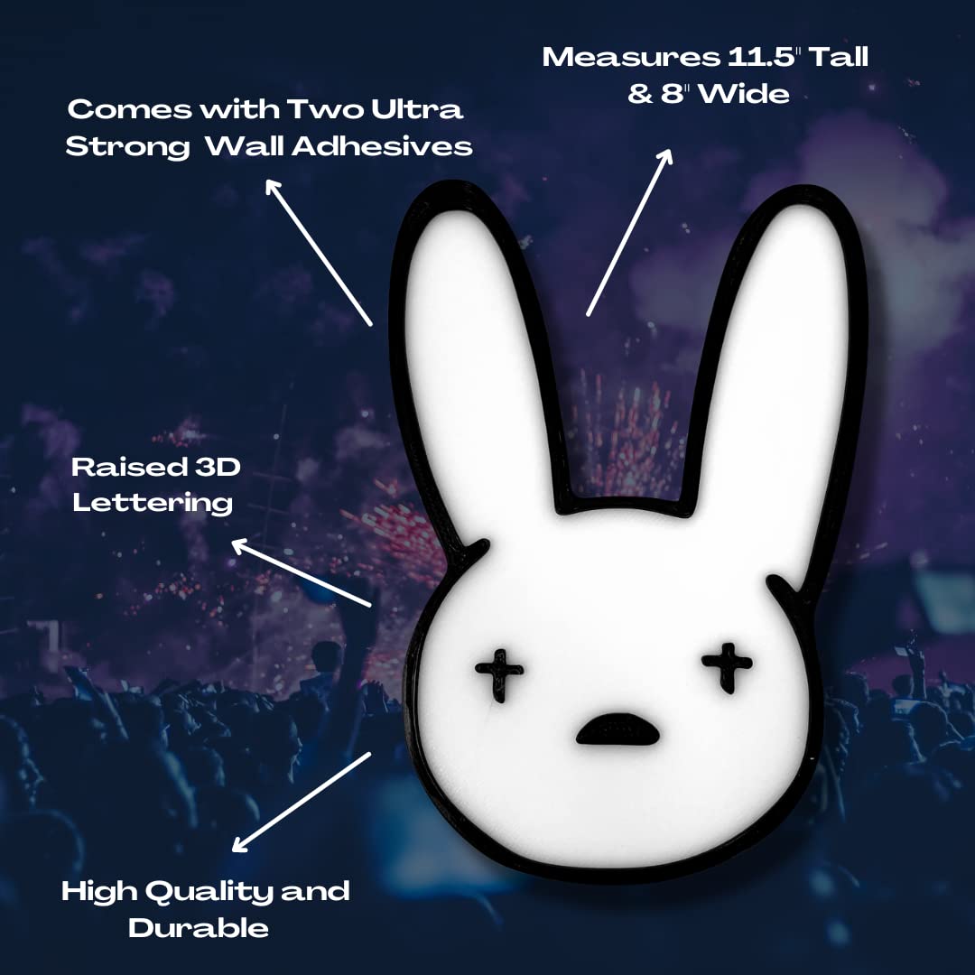 Bad Bunny Wall Sign - Black & White