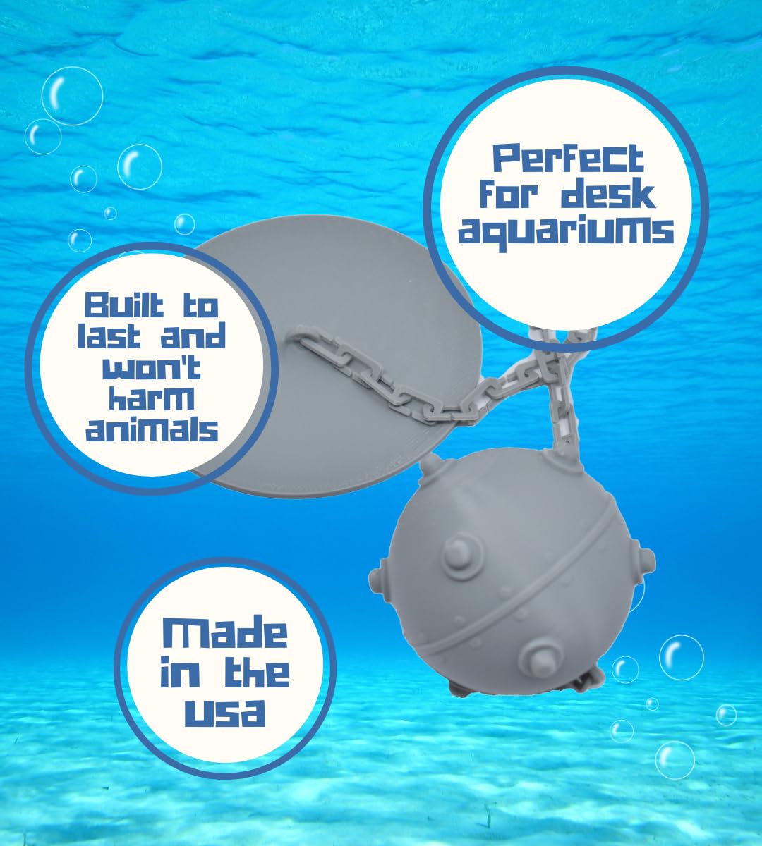 Chatelet REEFSHAPE - Aquarium Underwater Mine Decoration | Floating Mine Decor for Aquariums | WWII Mine Aquatic Ornament | Made in USA