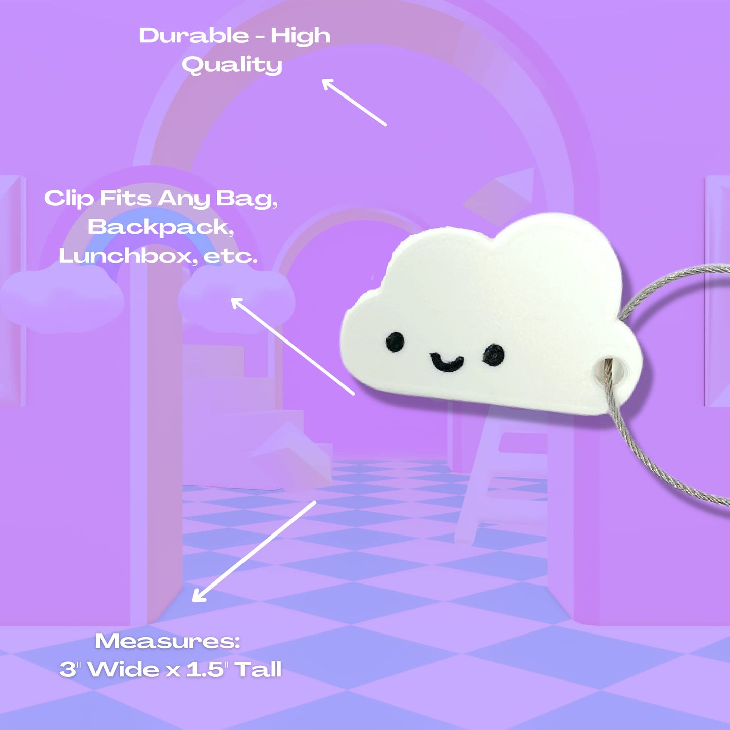 Cute Kawaii Cloud Backpack Charm - Perfect for Decorating Backpacks, Lunchboxes, Luggage, & Tote Bags Cloud