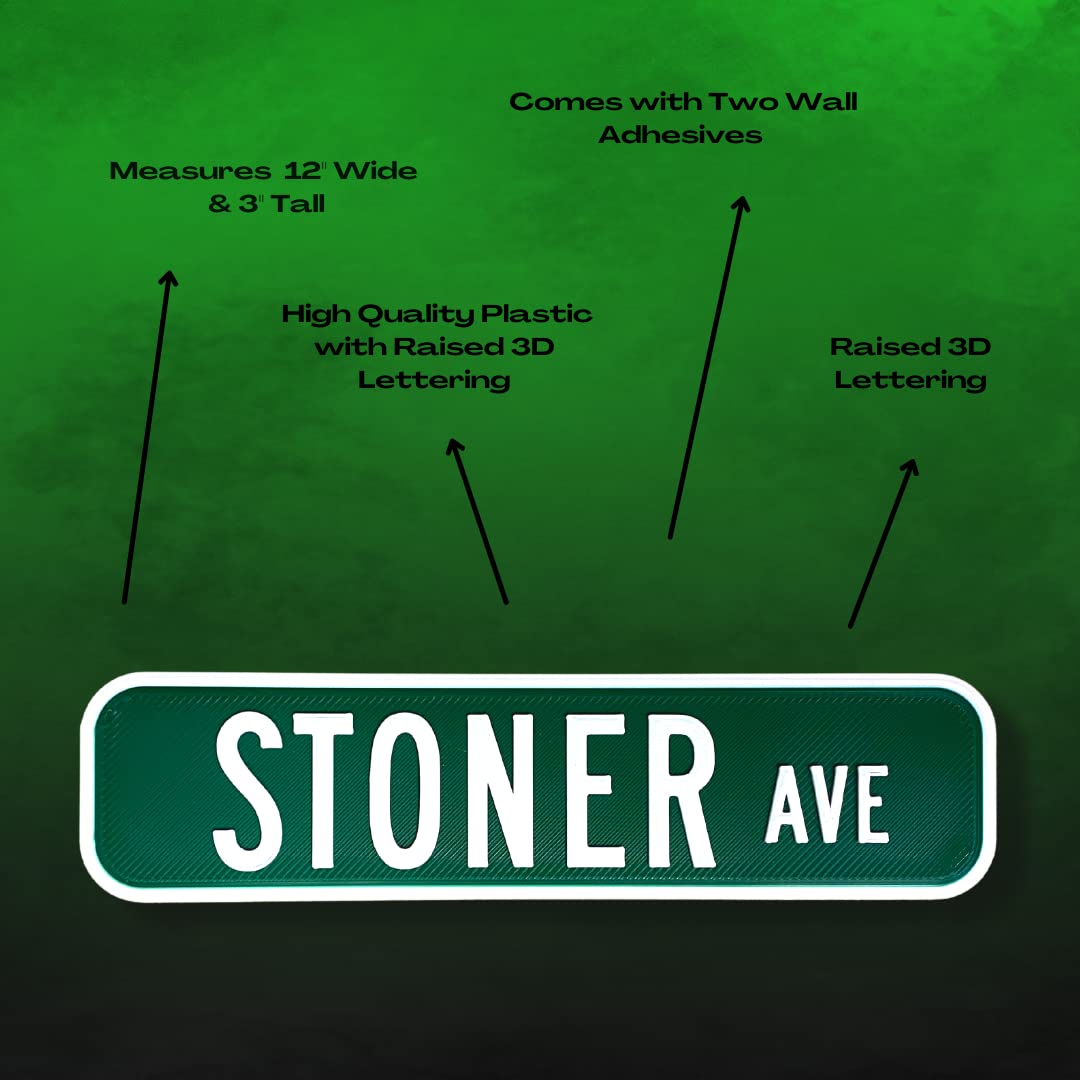 Stoner Ave Sign Decor - Home or Bedroom Decorative Wall Sign - 12" x 3" Inches