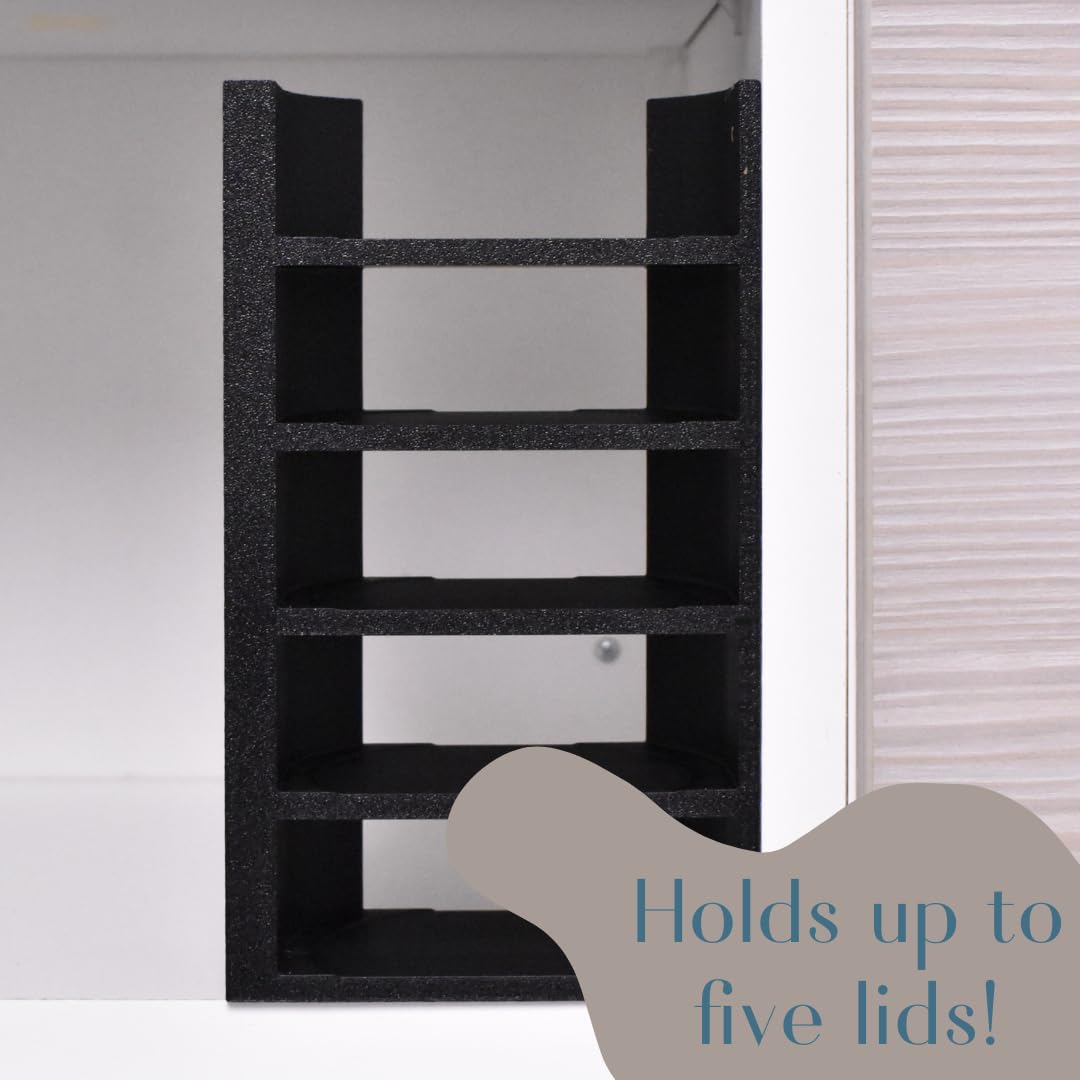 Lid Organizer Compatible With Stanley Cup Lids | 5 Lid Organizer for Cabinets or Kitchen Counter | Includes Straws Storage | Made in USA