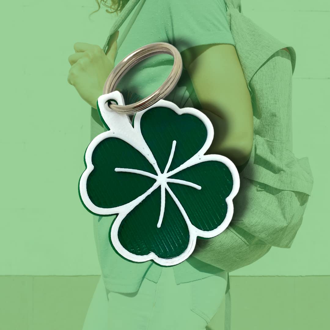 Saint Patricks Day Lucky Shamrock Keychain - Perfect for Saint Patty's Day Celebrations - Decorative Shamrock Four Leaf Clover Keychain - Made in The USA